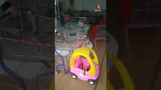 Kids Supermarket Plastic Shopping Trolley Cart For Retail Grocery Store For Children