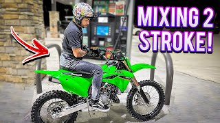 MIXING 2 STROKE AT THE GAS STATION ON MY 2022 KX112 ! | BRAAP VLOGS