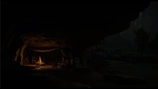 ⛈️Deep Sleep in a Cozy Rainy Thunder Cave Bonfire Sounds \u0026 for Stress Relief, Peaceful Deep Sleep🌦️