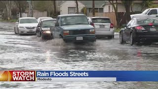 Heavy Rain Floods Modesto Streets