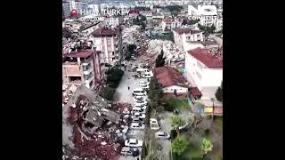 Drone shows devastation in Hatay province of Turkey after powerful earthquakes