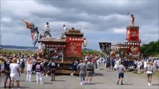 6072館山市船形の祭②：壮観！川浜山車、大塚山車、柳塚花車（年番）、浜三御船、堂ノ下山車、根岸花車が川名浜に勢揃い。H28fnk11