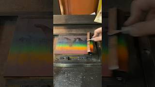 Letterpress printing a halftone of a grizzly bear in multiple ink colors