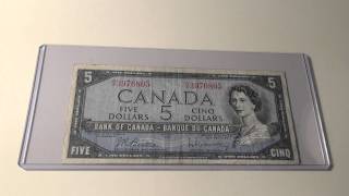 1954 $5 Note from the Bank of Canada