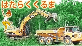 アメリカの広大な工事現場 ショベルカー トラック CAT320C Excavator