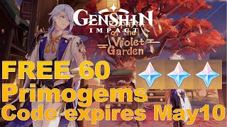 (Active) FREE 60 Primogems Promotion Code, EXPIRE May 10 | Genshin Impact