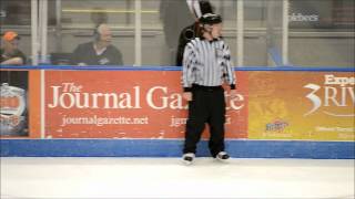 Justin referees Komets Legends and Detroit Red Wings alumni