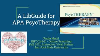 A LibGuide for APA PsycTherapy