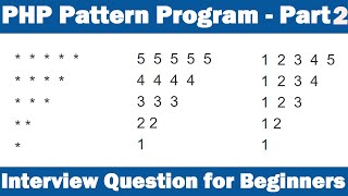 PHP Pattern Program - Part2 | Interview Question for Beginners