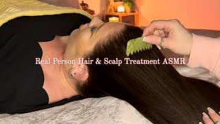 ASMR Whispered Hair & Scalp Treatment on Beth | Hair Brushing, Chopsticks, Jade