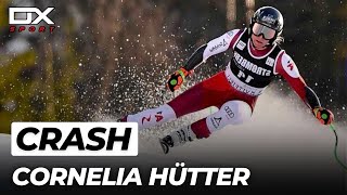 Alpine Ski Cornelia Hütter crash at Sankt Moritz | SuperG | 2022 🇮🇹
