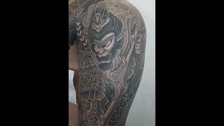 monkeyking full arm sleeve tattooworks by tattooer @brainnew_ink