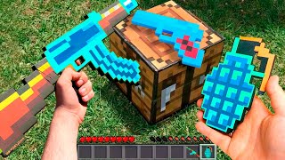 Minecraft RTX in Real Life POV - CRAFTING DIAMOND GUN MOD Survival vs Real Life Texture Pack Film