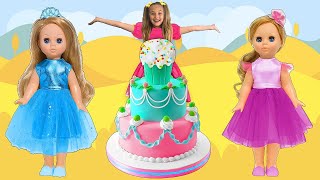 Sasha and birthday party with surprise cake dress