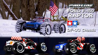 RC 2017 Ford F-150 Raptor with TAMIYA DF-03 in the Snow Field