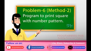 Program to print Square with number pattern (Method - 2).