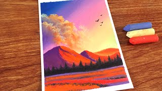 Oil Pastel Scenery for beginners | Oil Pastel Drawing