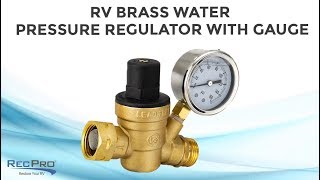 RV Brass Water Pressure Regulator with Gauge