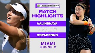 Anna Kalinskaya vs Jelena Ostapenko Miami Open Highlights