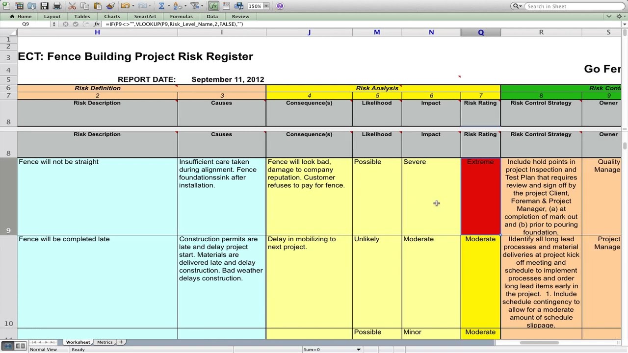 Risk Assessment Project Management Template Slowsilope
