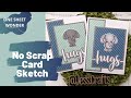 6x6 Paper with No Scraps- One Sheet Wonder Elephant Cards