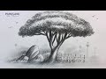 How to draw Tree in Nature Landscape Art || Pencil Art