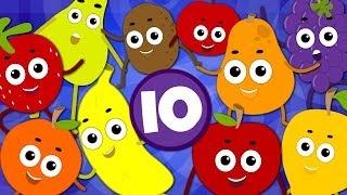 ten Little Fruits jumping On The Bed | Learn Fruits | Fruits Song For Children
