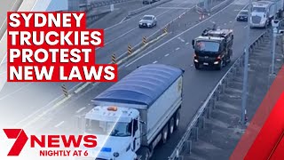 Sydney truck drivers protesting the COVID-19-shutdown of construction sites  | 7NEWS