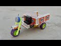 how to make auto rickshaw at home - Diy matchbox electric tuk tuk trolley