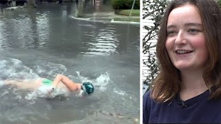 Tulane swimmer draws backlash for taking plunge in street floodwaters