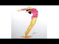 Gymnastic Girl Drawing And Coloring | Easy Gymnast Drawing Tutorial.