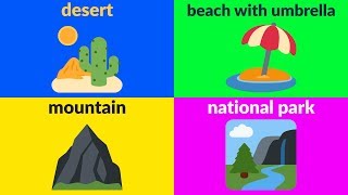 PLACES AND BUILDINGS VOCABULARY for Kids with Emojis - Learn Public Places in English