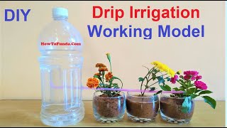 drip irrigation working model making using waste materials | science projects | DIY | howtofunda