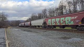 Norfolk Southern #4513 leads a grain train at Lewistown, PA (12/30/2024)