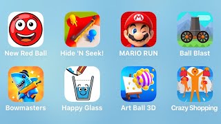 New Red Ball, Hide'N Seek, Mario Run, Ball Blast, Bowmasters, Happy Glass, Art Ball, Crazy Shopping