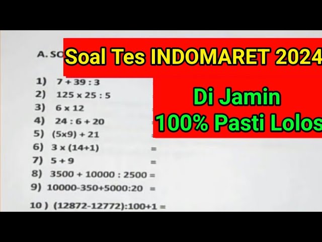 Soal Interview Indomaret Materi Soal