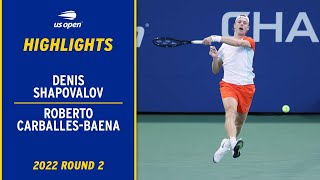 Denis Shapovalov vs. Roberto Carballes Baena Highlights | 2022 US Open Round 2