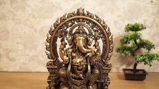 Brass Antique Big Ganpati Idol for Home Pooja - StatueStudio