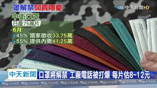 20200529中天新聞　口罩禁令將解除　「也沒那麼好買」　業者：5元回不去