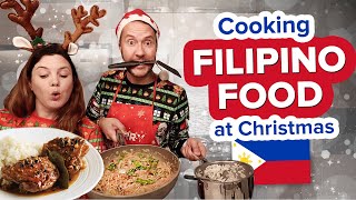 We tried Cooking our Favorite Filipino Food at Christmas! Chicken Adobo and Pancit Bihon Feast 🎄☃️😋