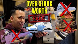 EXPOSING FAKES !!! OVER $100K WORTH OF FAKE SNEAKERS GOT KICKED OUT AT SNEAKER EVENT @FLYKICKSONLYY