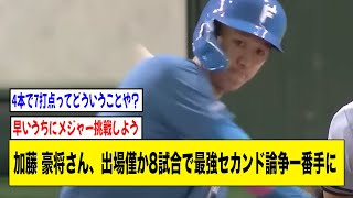 加藤 豪将さん、出場僅か8試合で最強セカンド論争一番手にwwwww【2ch 5ch野球】【なんJ なんG反応】【日本ハムファイターズ】