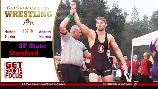 Stanford vs SF State Wrestling | 197lb Nathan Traxler vs Andrew Herrera