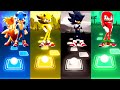 Sonic Amy Exe vs Super Sonic vs Dark Sonic vs Knuckles | Tiles Hop EDM Rush