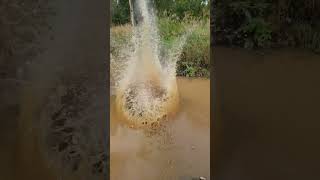 Massive large Rock crash's into water in slowmo #slowmotion #rock #worklife #splash #massive #large