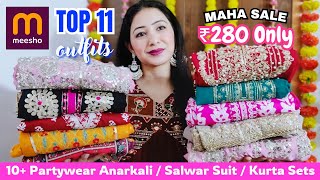 Meesho 🎀 TOP 11 Partywear Kurta Dupatta Sets Haul Start ₹240 🎀 Gotta Patti Kurti / Anarkali Suit Set