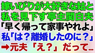 【スカッとする話】嫁いびりが大好きな姑と私を見下す亭主関白夫「早く帰って家事やれよw」私「は？私たち離婚したのに？w」→元夫の壮大な勘違いに腹筋崩壊www【修羅場】