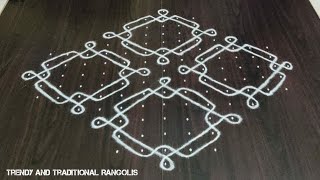 Kambi kolam with 15 dots | Big sikku kolam, melikala muggulu | Trendy and traditional rangolis