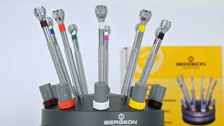 Bergeon 3044-A chrome screwdrivers on a rotating base 10 pieces with spare blades