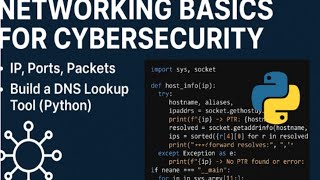 Networking Basics for Cybersecurity – IP, Ports, Packets, + Build a DNS Lookup Tool (Python)